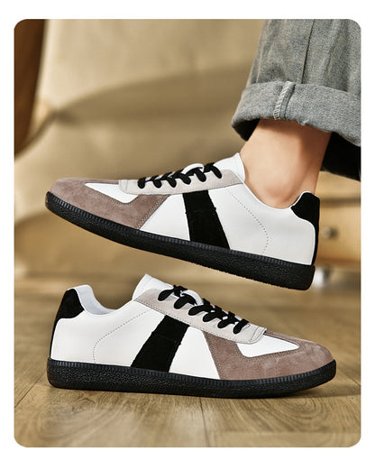 Retro trampki wykonane z płótna i skóry
