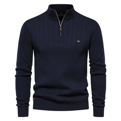 Męski sweter slim fit z półzamkiem