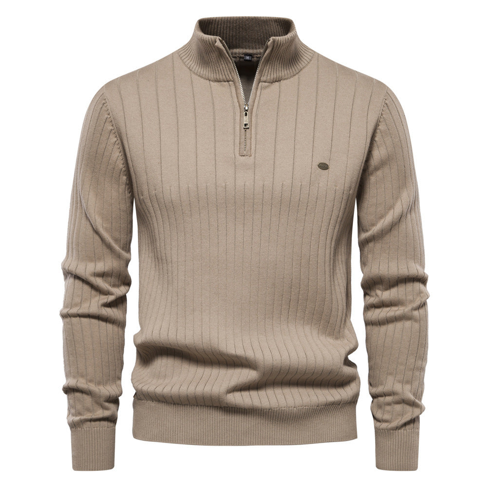 Męski sweter slim fit z półzamkiem