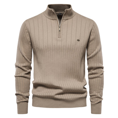 Męski sweter slim fit z półzamkiem