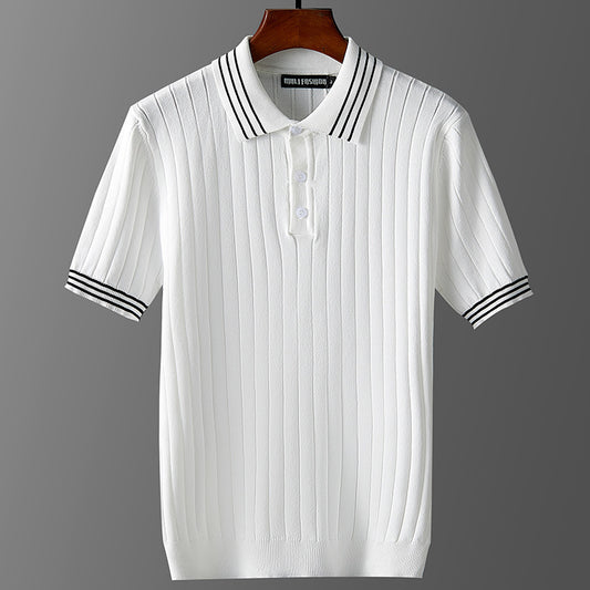 Moda Elite | Koszulka polo z dzianiny lodowo-jedwabnej