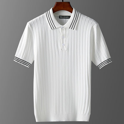 Moda Elite | Koszulka polo z dzianiny lodowo-jedwabnej