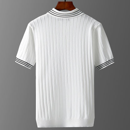 Moda Elite | Koszulka polo z dzianiny lodowo-jedwabnej