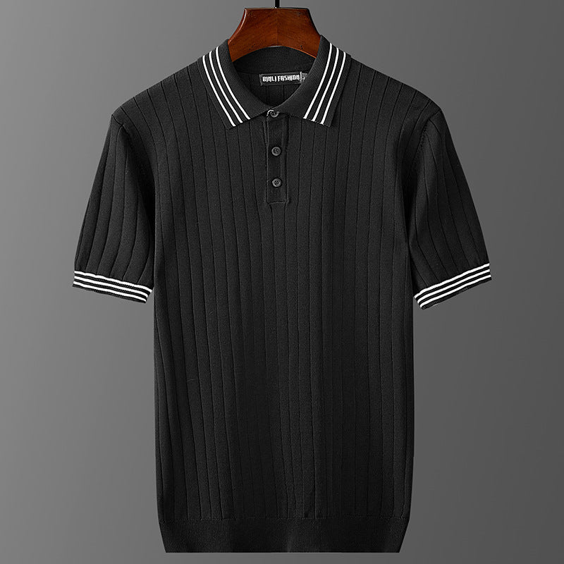Moda Elite | Koszulka polo z dzianiny lodowo-jedwabnej