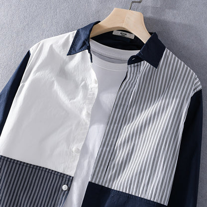 Moda Elite | Koszula w paski z patchworkiem