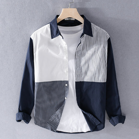 Moda Elite | Koszula w paski z patchworkiem
