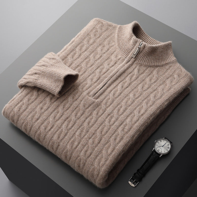 Sweter z miękkiej wełny kaszmirowej ze stójką