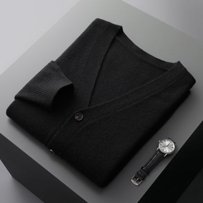 Moda Elite | Wełniany kardigan z dekoltem w serek