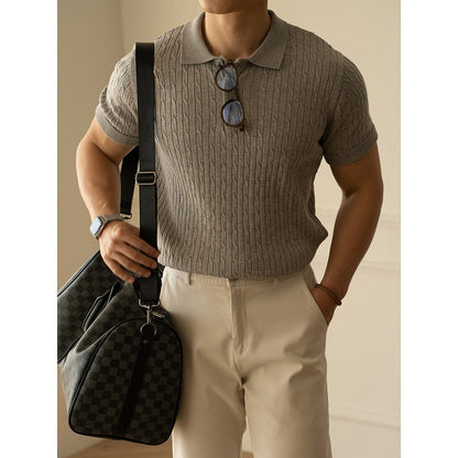 Moda Elite | Koszulka polo z dzianiny strukturalnej