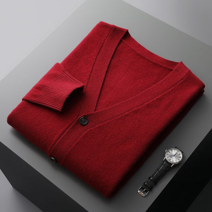 Moda Elite | Wełniany kardigan z dekoltem w serek