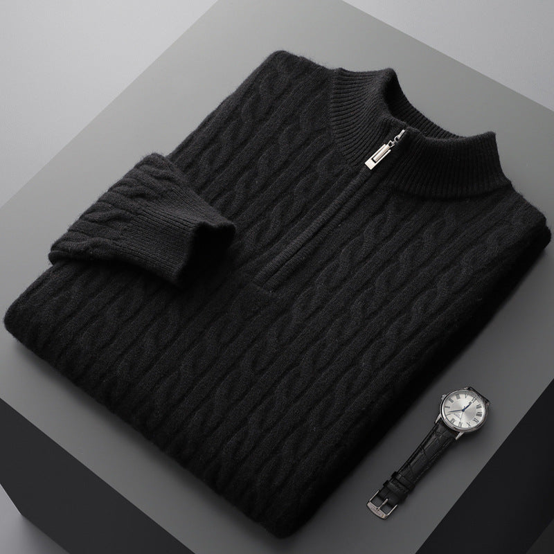 Sweter z miękkiej wełny kaszmirowej ze stójką