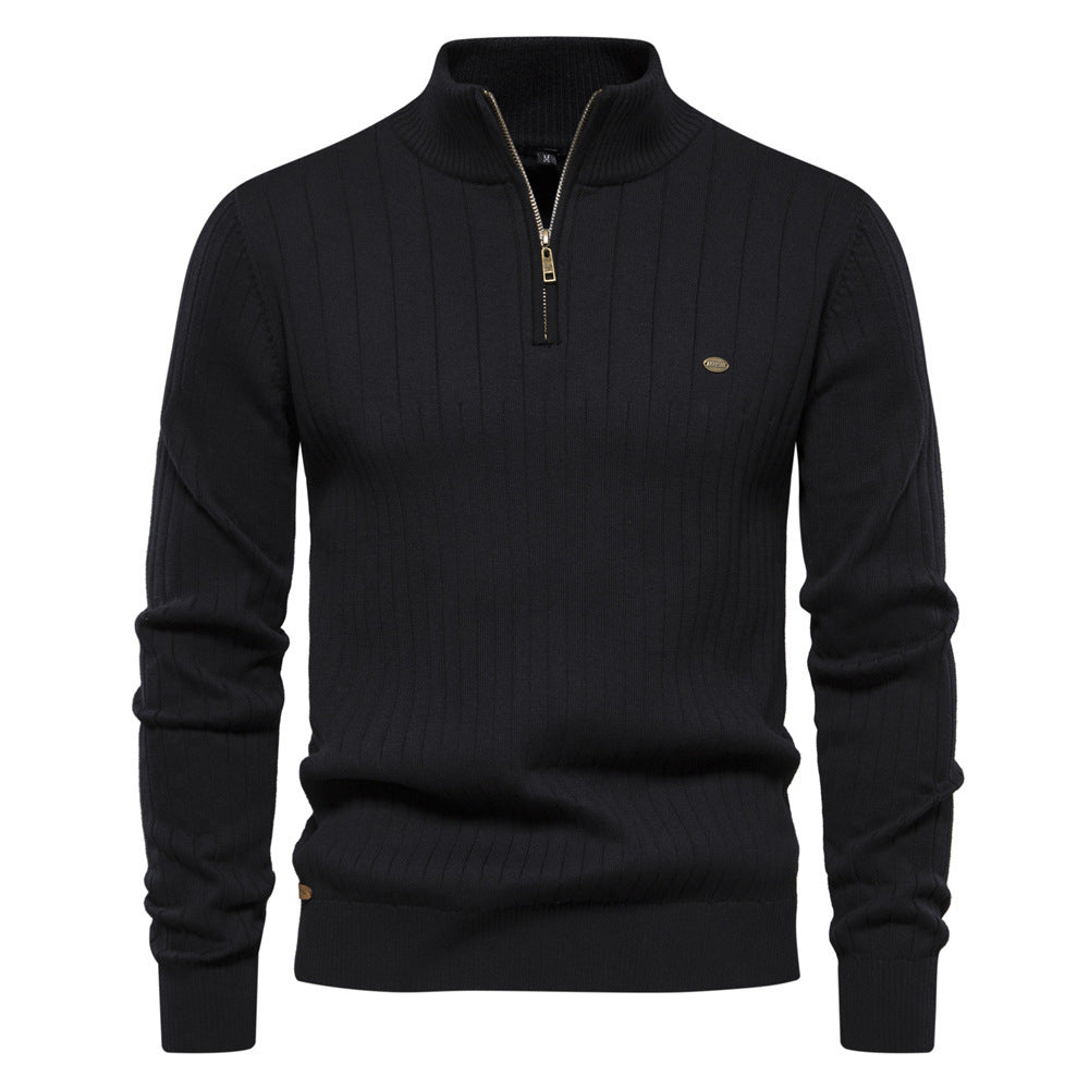 Męski sweter slim fit z półzamkiem