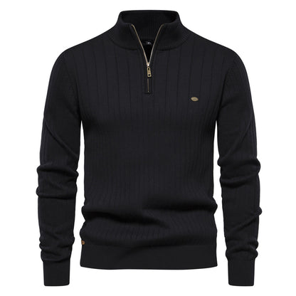 Męski sweter slim fit z półzamkiem