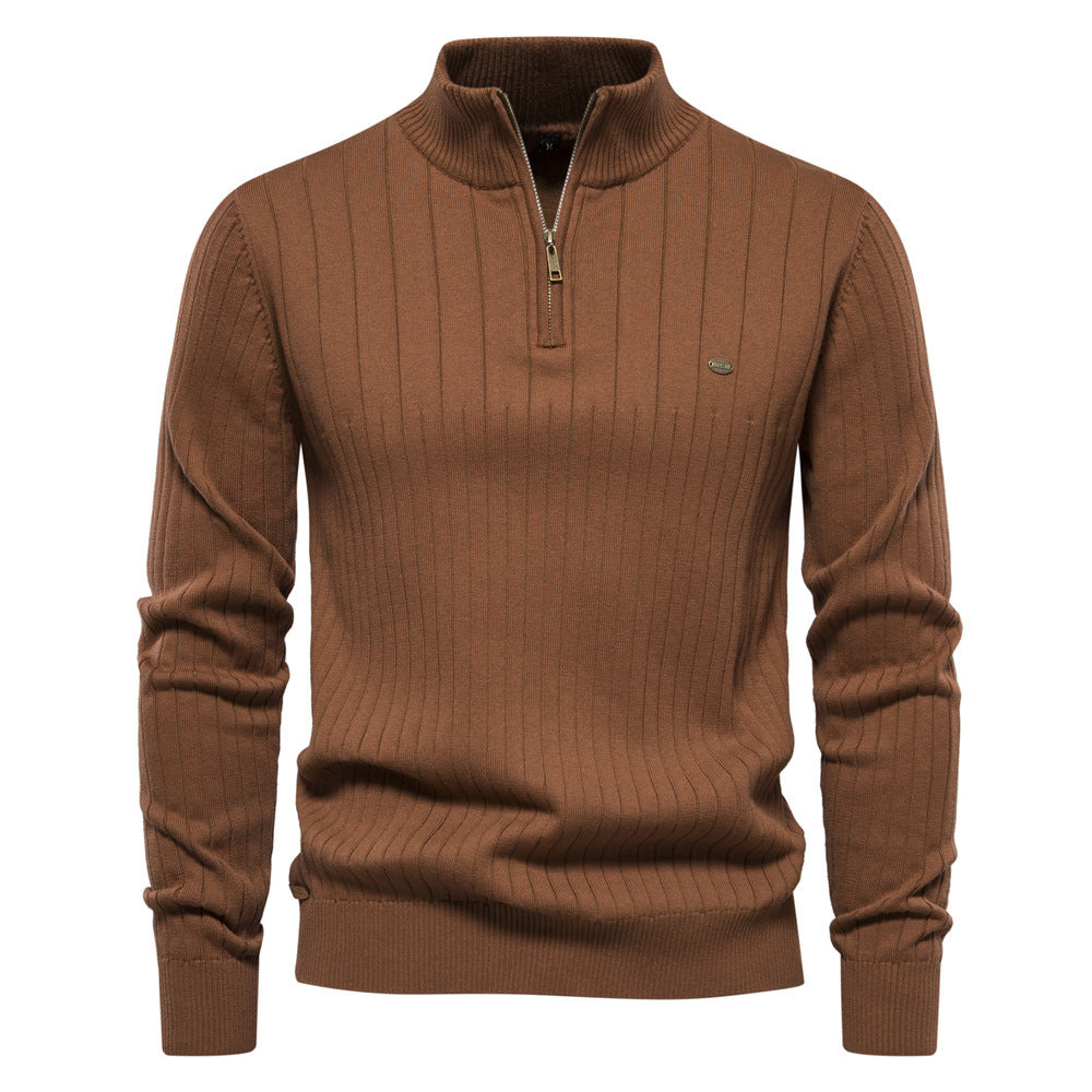 Męski sweter slim fit z półzamkiem