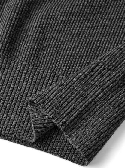 Sweter dzianinowy z zamkiem i kołnierzem