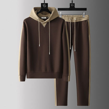 Moda Elite | Patchworkowy dres z kapturem i kapturem dla mężczyzn