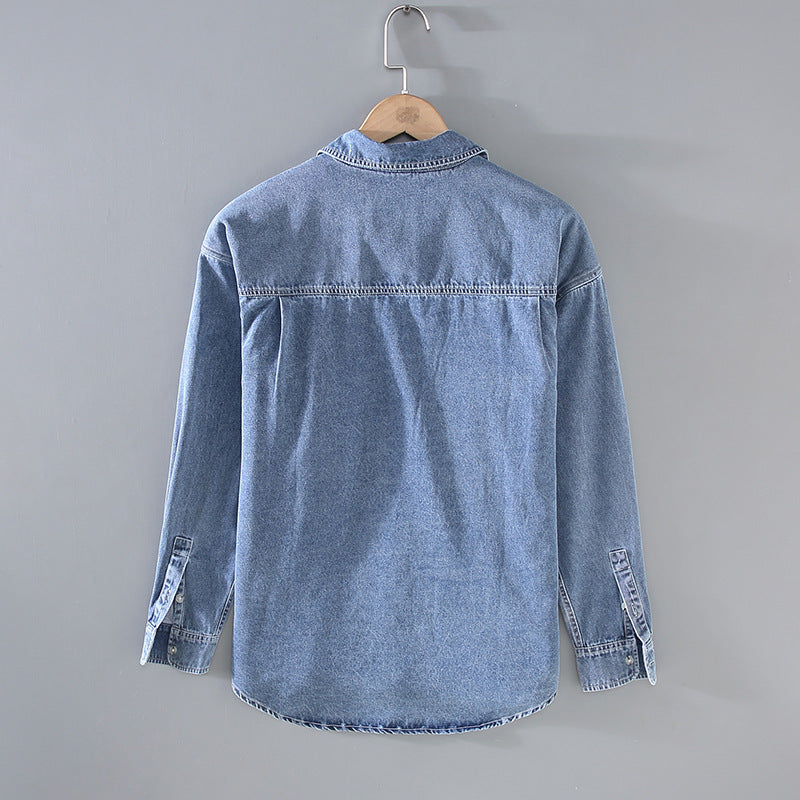 Moda Elite | Koszula z denimu w stylu retro